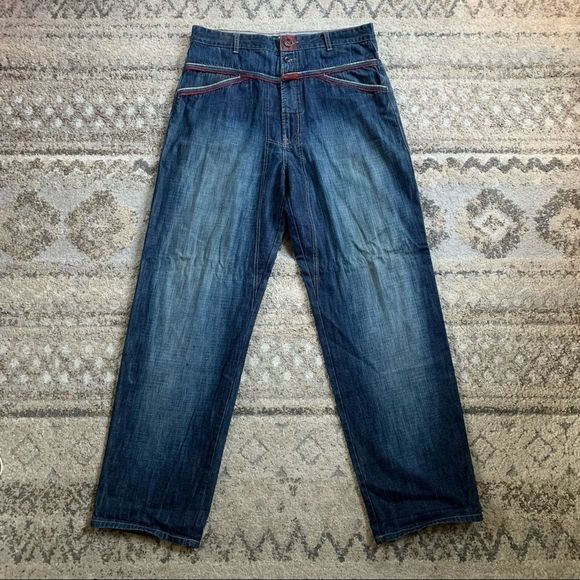 Girbaud Blue Jeans Red Trim 36x33